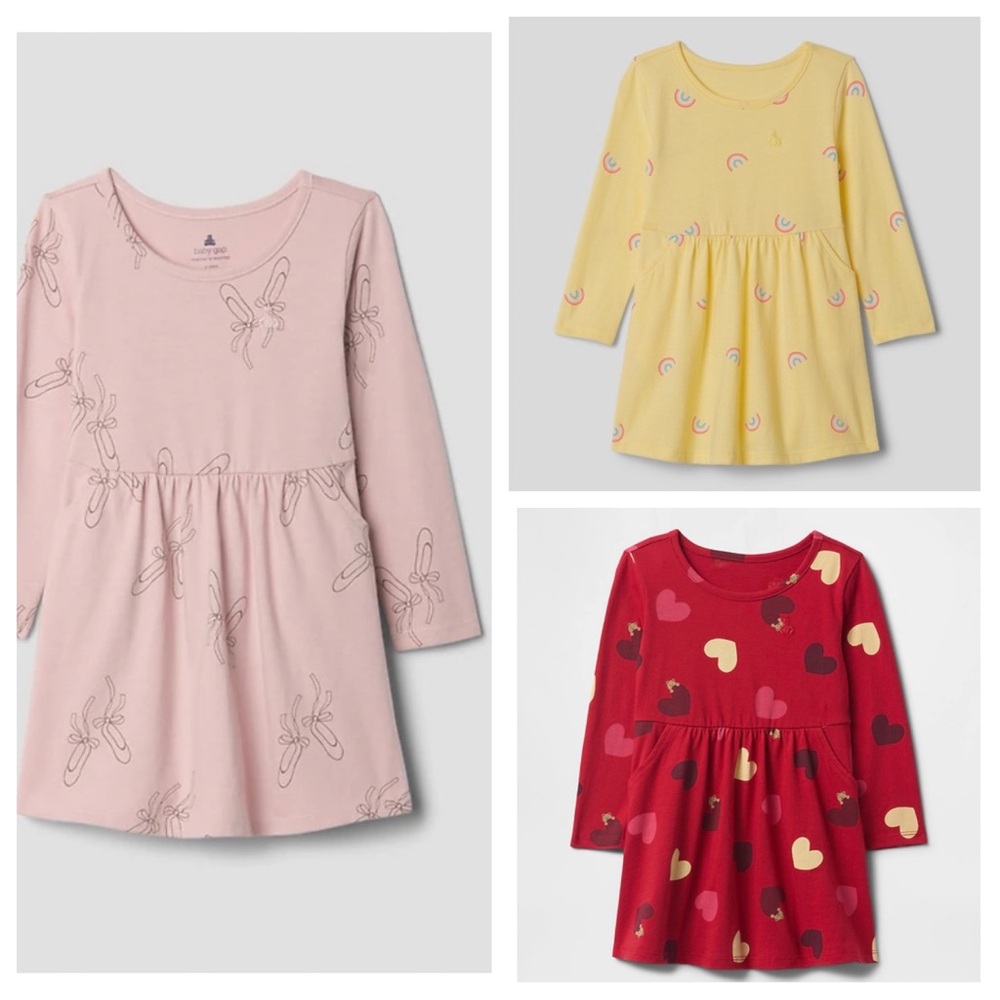 Bundle NWT Baby Gap Long Sleeve Skater Dress Toddler Girls 12-18m
